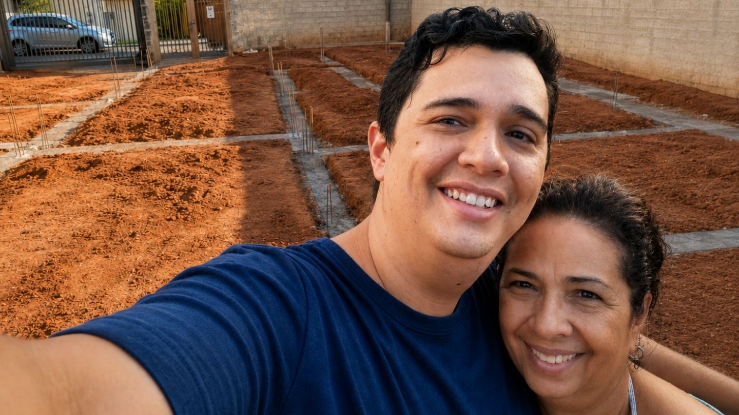 Maria Jose Ventrameli and Fernando Ventrameli, authors of Ventrameli Decor, at a residential construction site