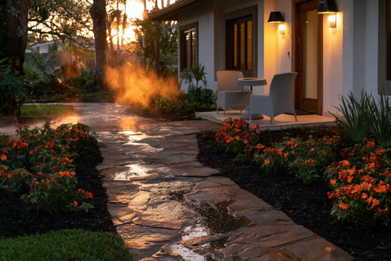 Gardener removing dead plants demonstrating garden renewal for property sale