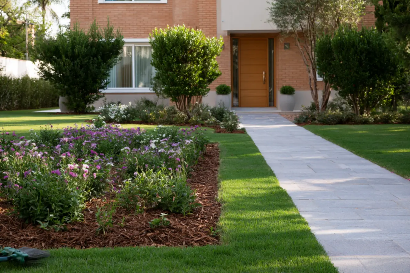 Well-maintained front yard with lush green lawn and neatly trimmed edges attracting buyers